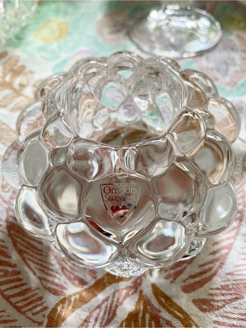Orrefors Optic Crystal Raspberry Votive by Anne Nilsson. EC Contemporary Signed